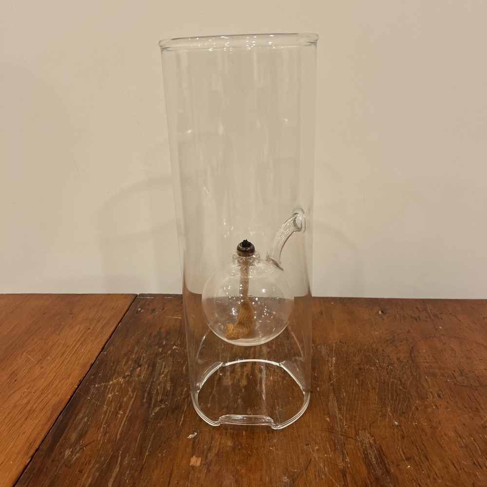 1980'S VINTAGE "WOLFARD'S HAND BLOWN CLEAR GLASS OIL DIFFUSER" 12" TALL